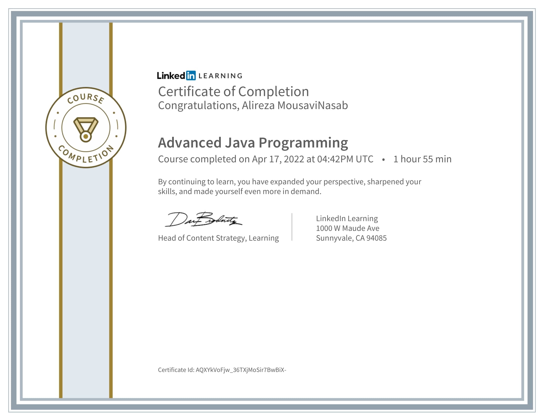 CertificateOfCompletion_Advanced Java Programming-1